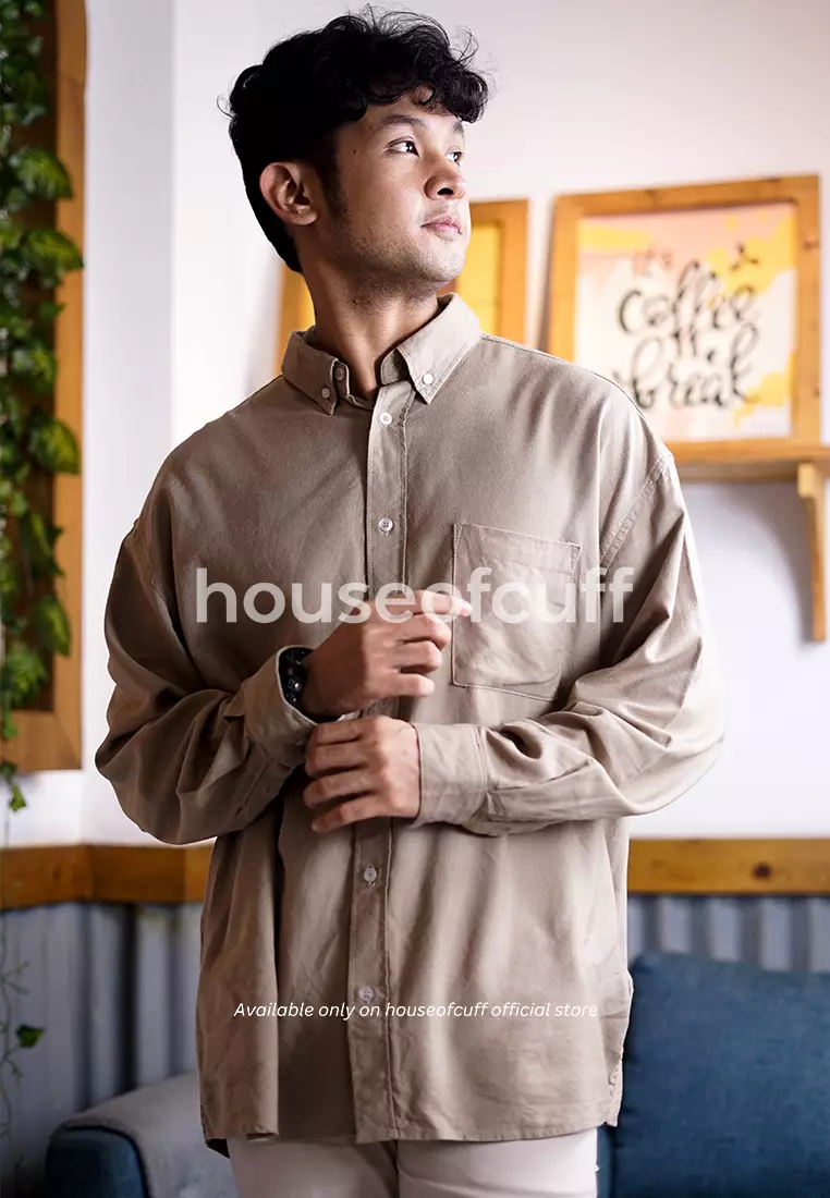 Houseofcuff Kemeja Pria Oversize/Outer Linen Look Unisex Krem