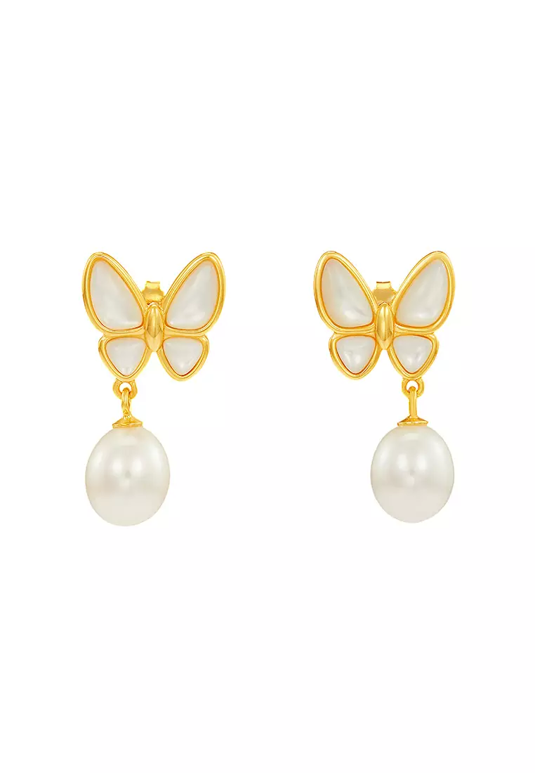 HABIB 925 Yellow Gold Fresh Water Pearl Earrings Z4528S(2)-E(YG)