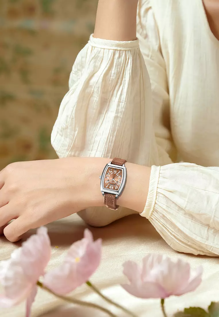 Jam Tangan Wanita Simple Original Korea Tali Kulit Anti Air Jam Tangan Cewek Brown