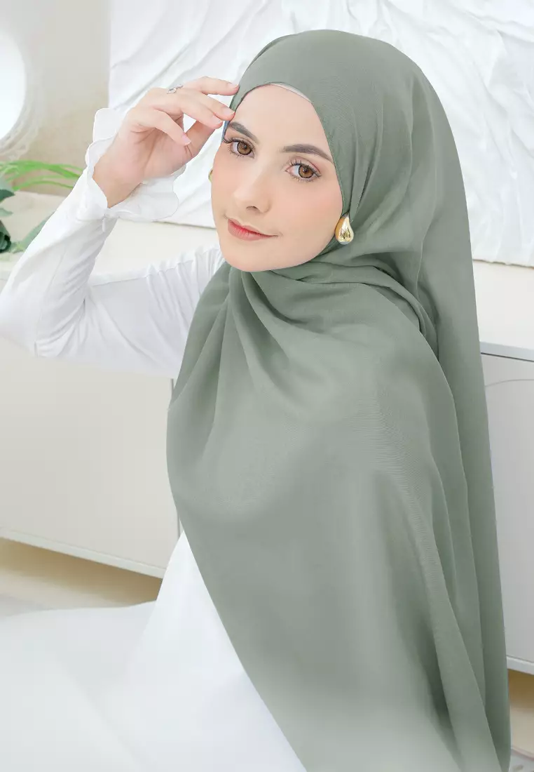 Pashmina Voal | Hijab Shawl | Pashmina 165cm x 70cm - Green Latte