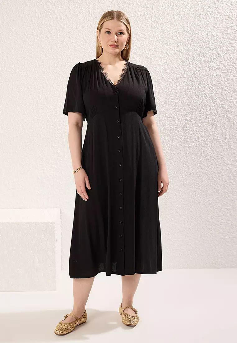 black lace midi dress Oversized Layered In S Cute Semi Formal Dresses hottest Size:5-6 years while built