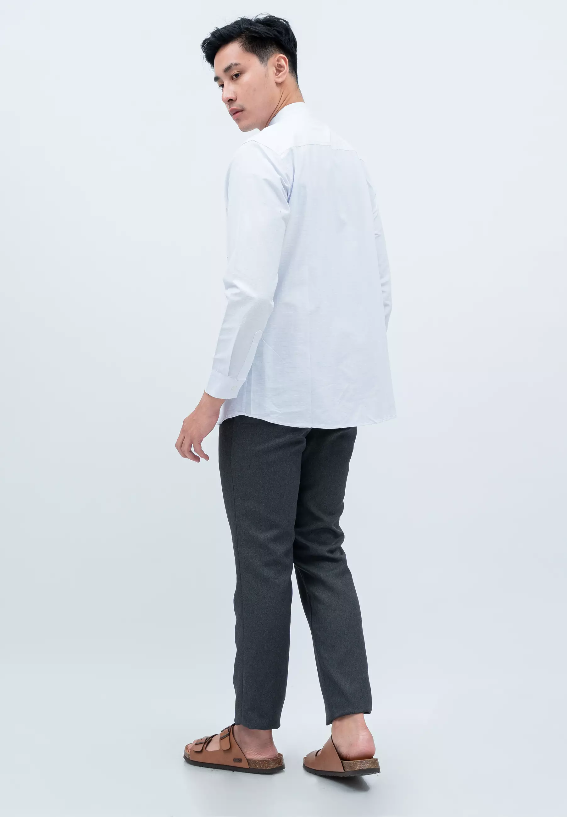 Houseofcuff Baju Koko Pria Polos Lengan Panjang Putih