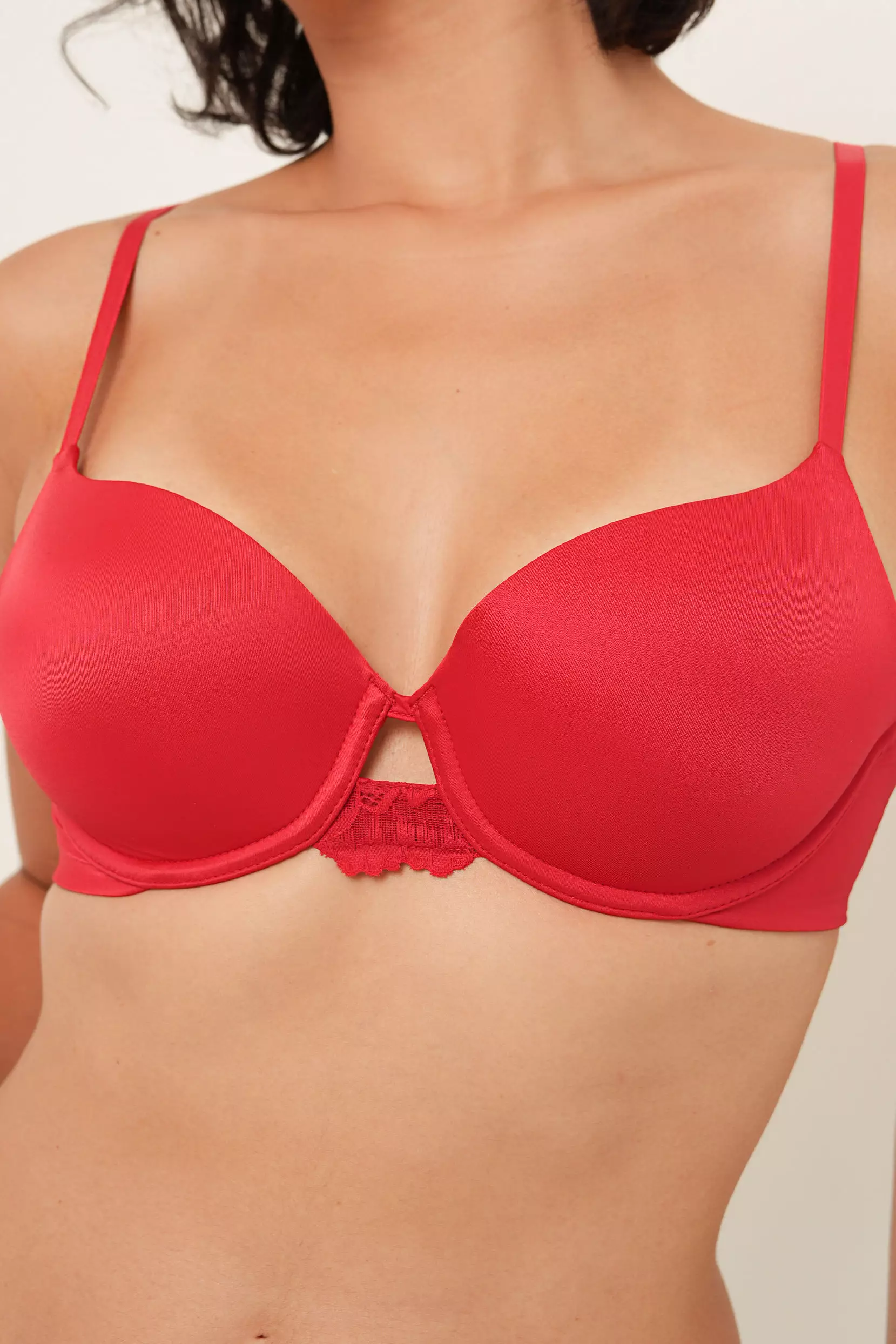 Diana Underwire T-Shirt Satin Bra - Red