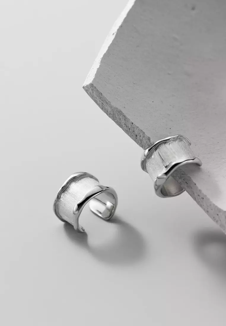 925 Silver Gold Plated Irregular Shape Brushed Ear Cuff JW AR-M00276