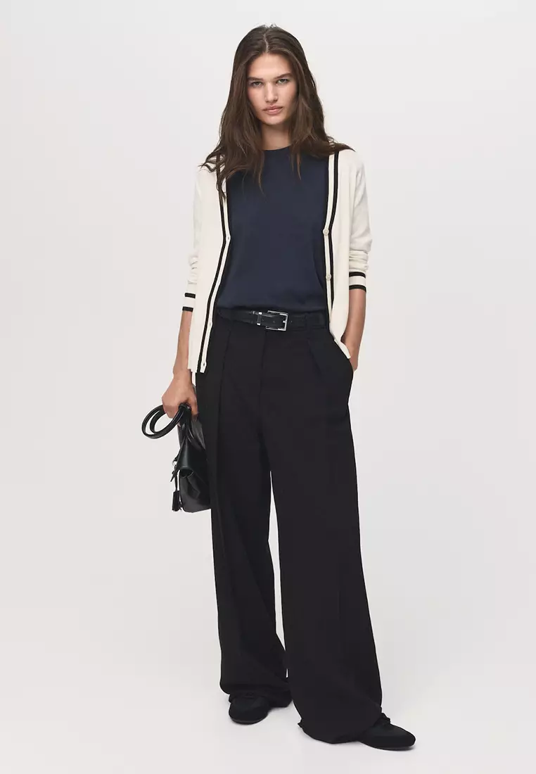 Cardigan with Contrasting Stripes