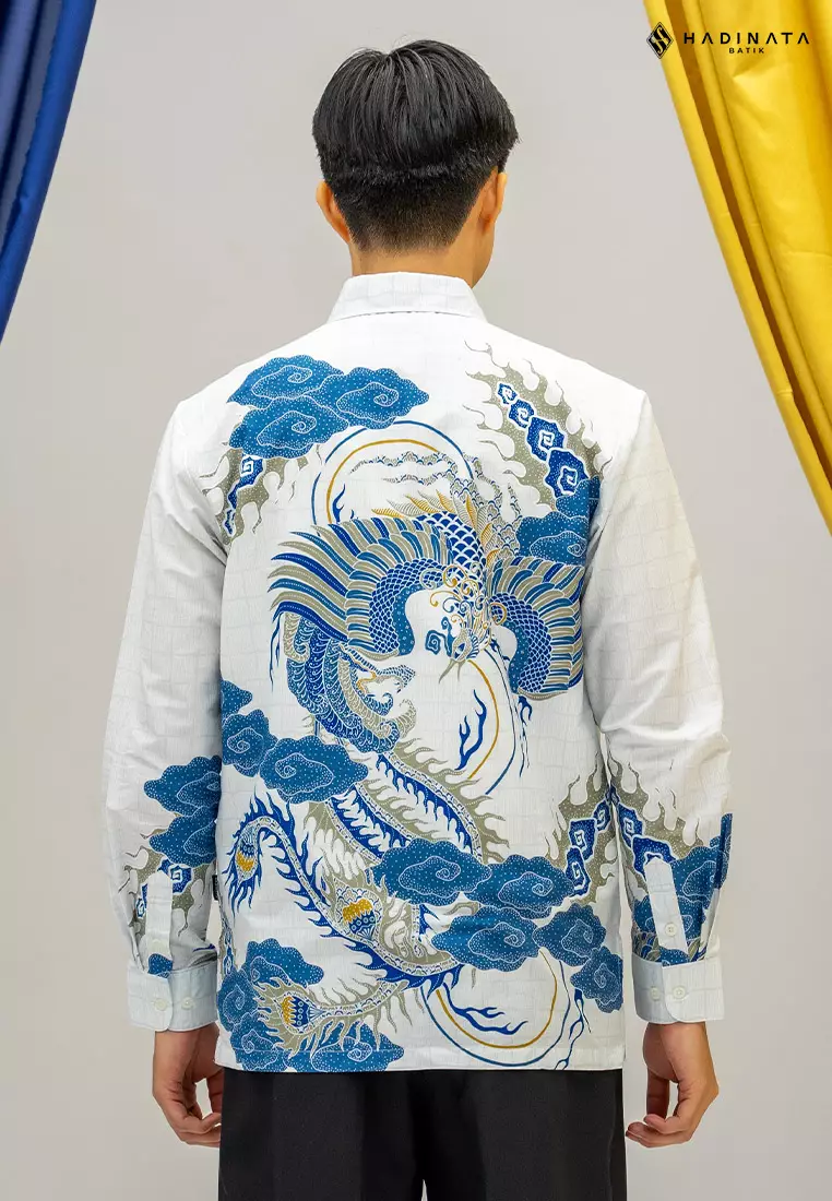Hadinata Batik Premium Kemeja Batik Pria Lengan Panjang Superfine Furing Bhawana White