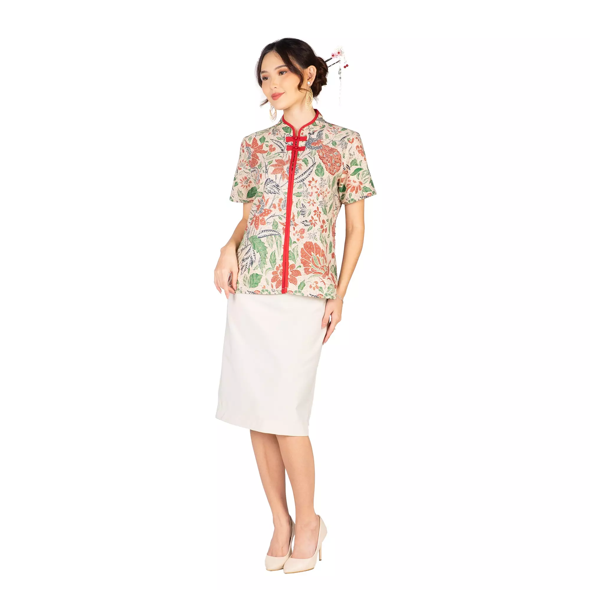 Blouse Batik Wanita - Atasan Batik - Bhatara Batik Empress - Baju Batik Modern Lengan Pendek