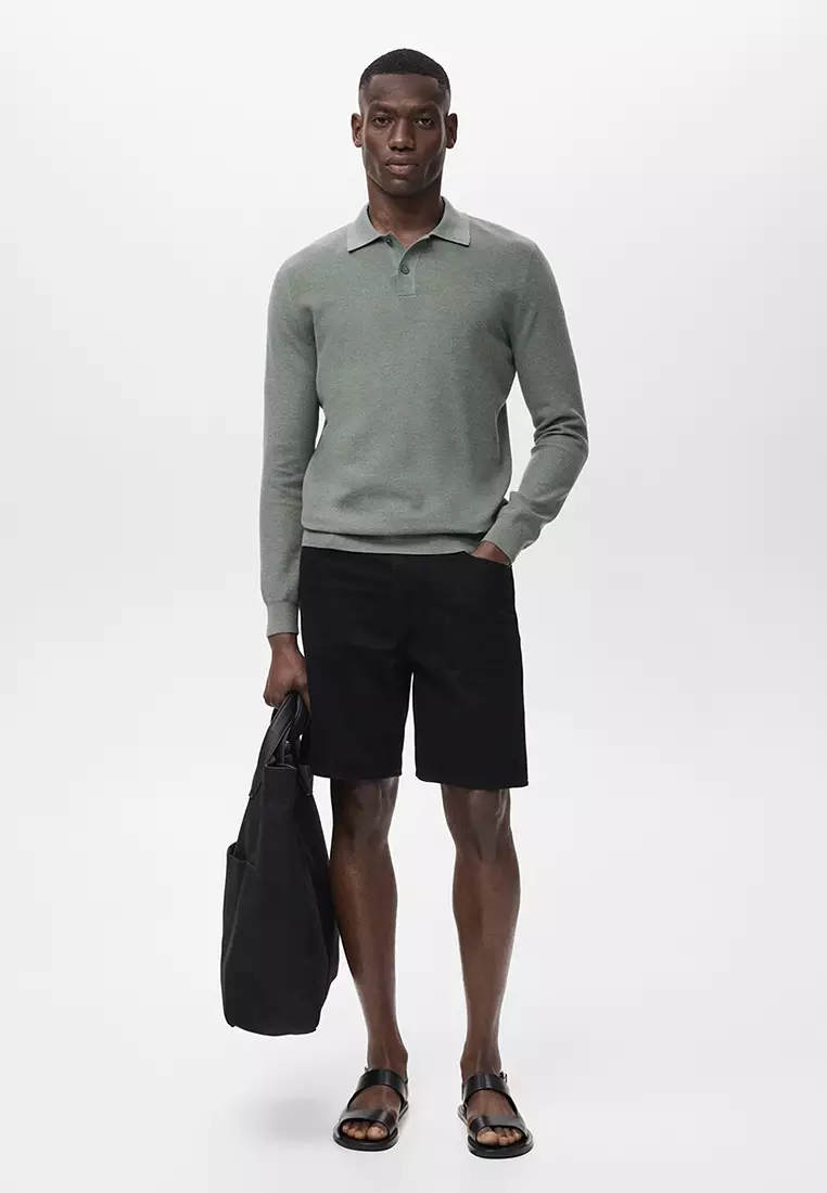 Micro-Structured Cotton Polo Shirt