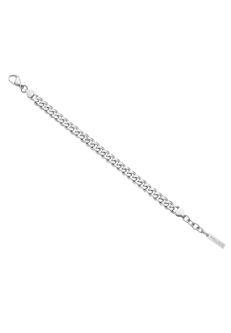 Police Long-Lasting Cuban Chain Silver Stainless Steel Bracelet For Men PPEAGB0006602