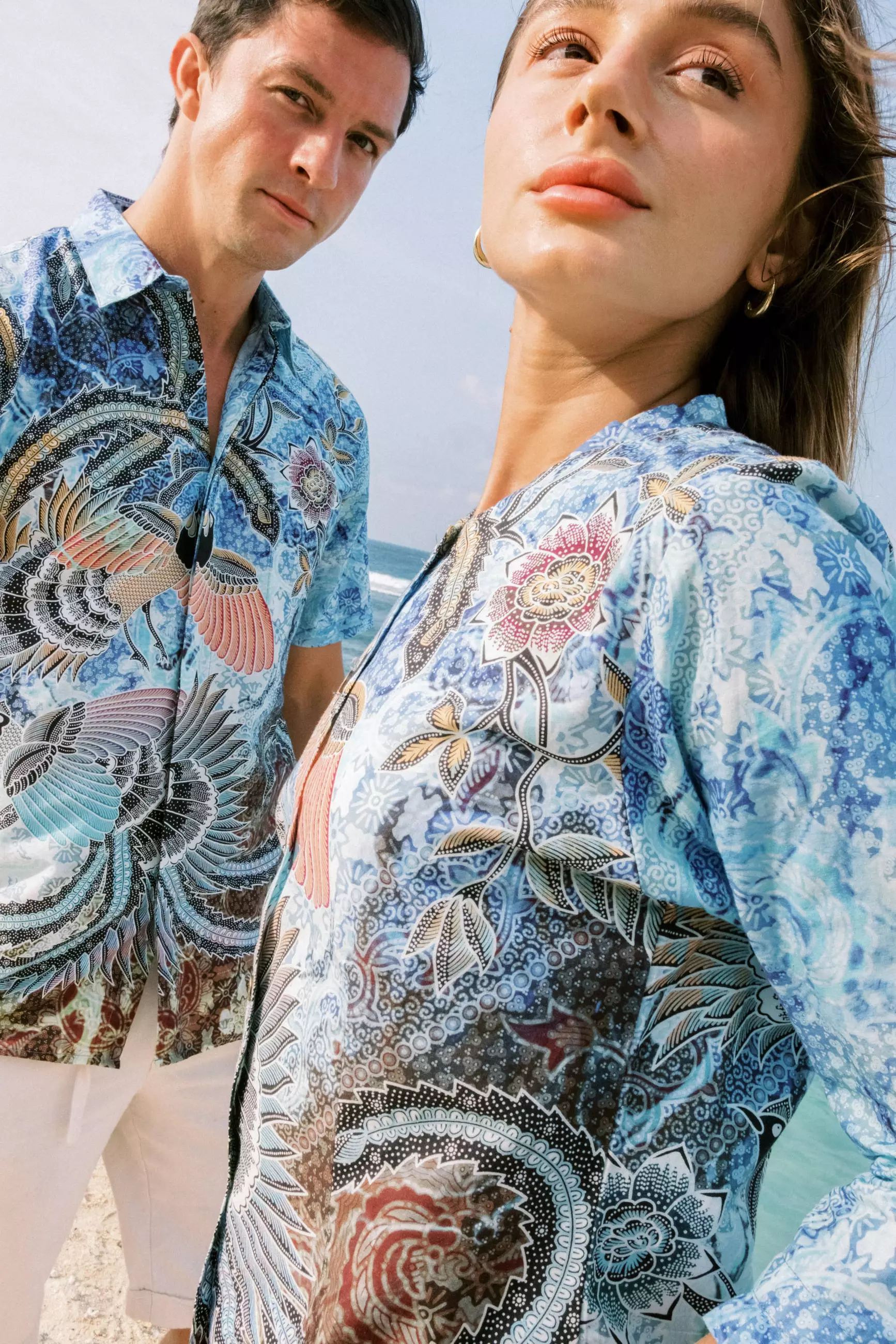 Naraya Blue Blouse Wanita  Digital Print