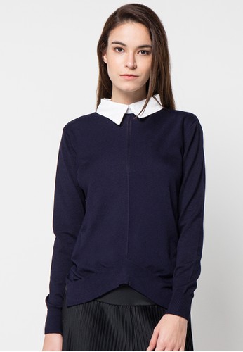 With Collar L/S Combo Sweater