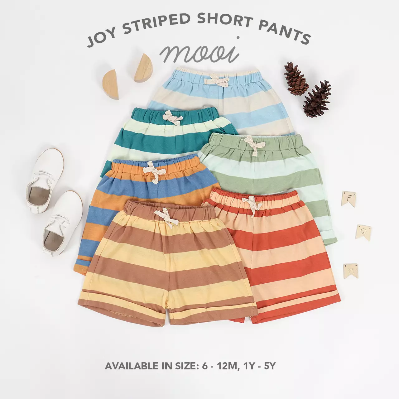 Mooi Celana Pendek Anak Joy Striped Short Pants - Yellow Brown