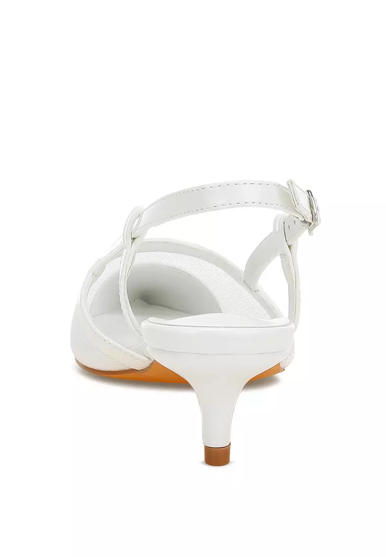 Sandal Slingback Jaring Warna Putih