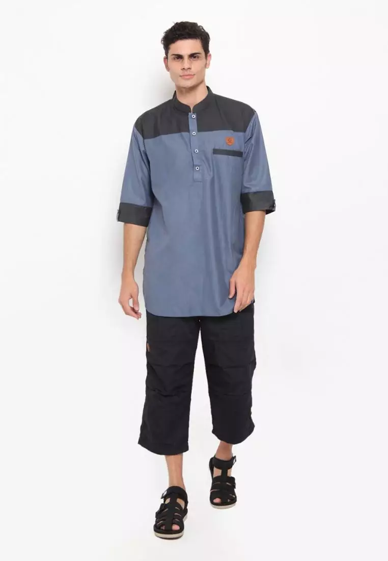 Baju Koko Pria Muslim Zayidan Haikal - Biru