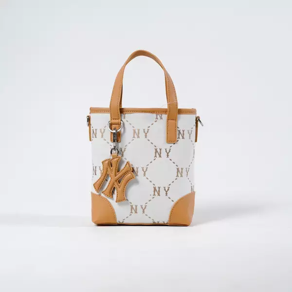 Tas MLB NY MONOGRAM CAMEL CREAM SS24 MINI TOTE BAG 100% ORIGINAL