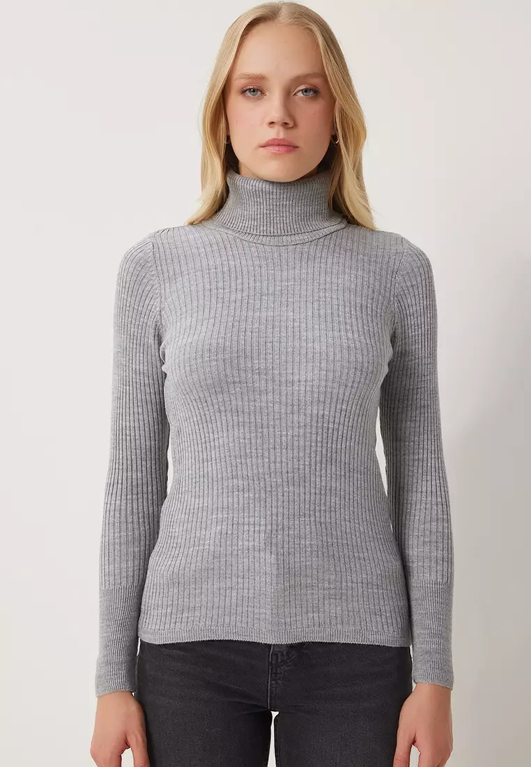 Turtleneck Ribbed Lycra Sweater
