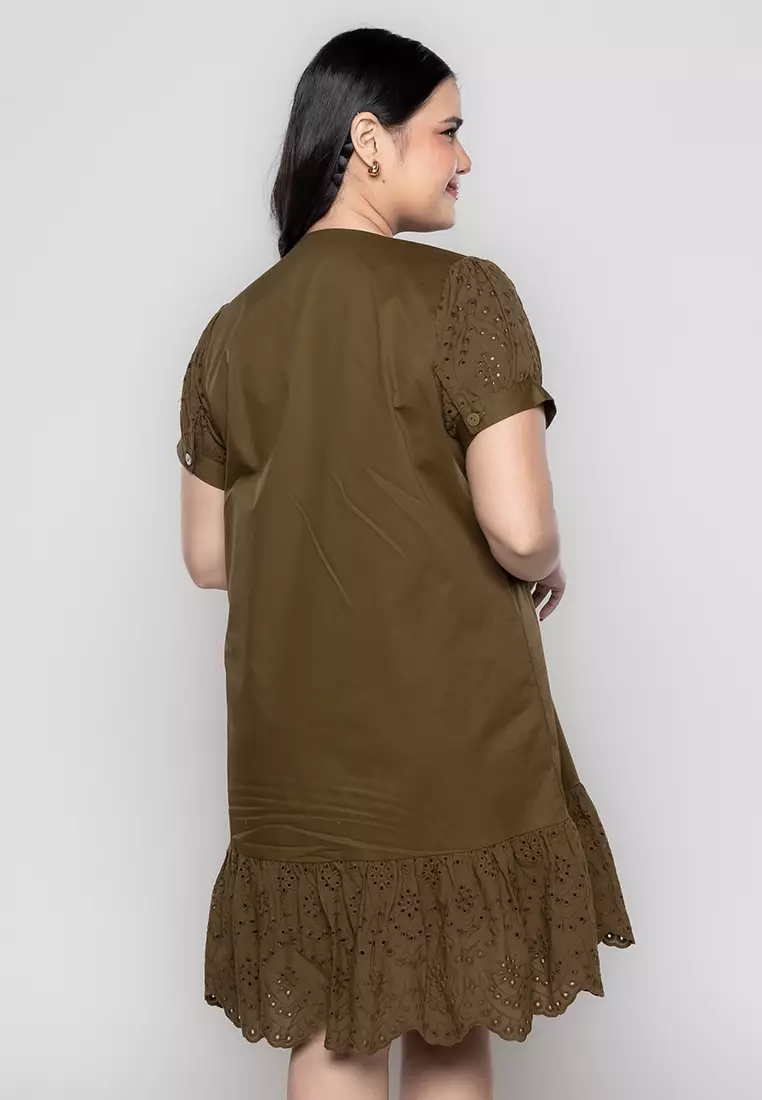 Milly Plus Size Robyn Double Breasted Dress with Eyelet Hem