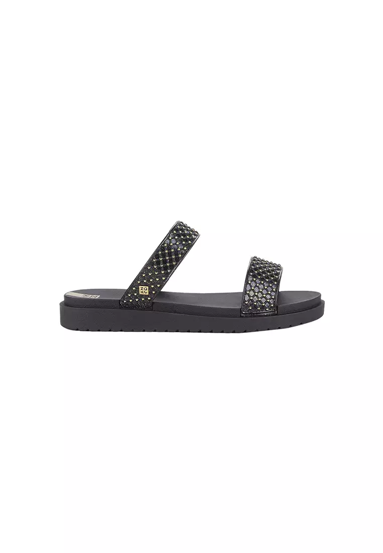 Zaxy Spark Black Comfortable Slides For Ladies