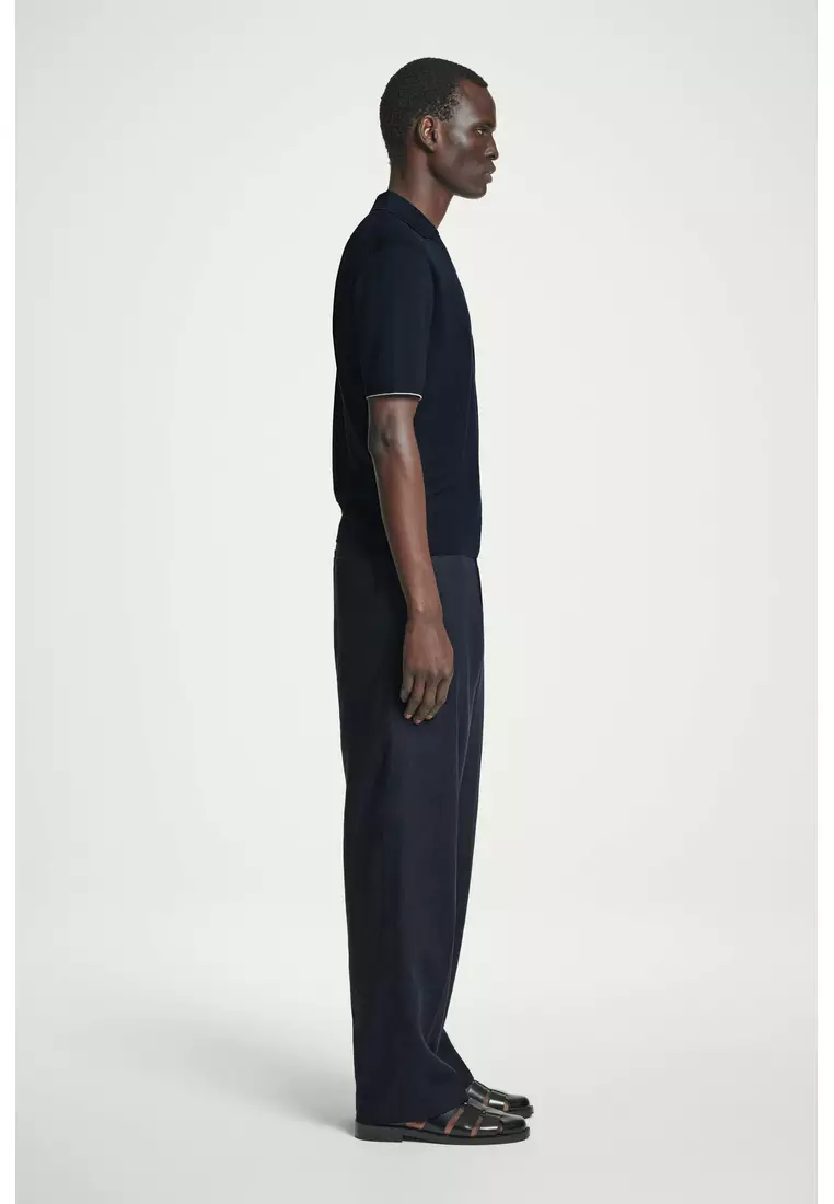 CONTRAST-TIPPED KNITTED POLO SHIRT