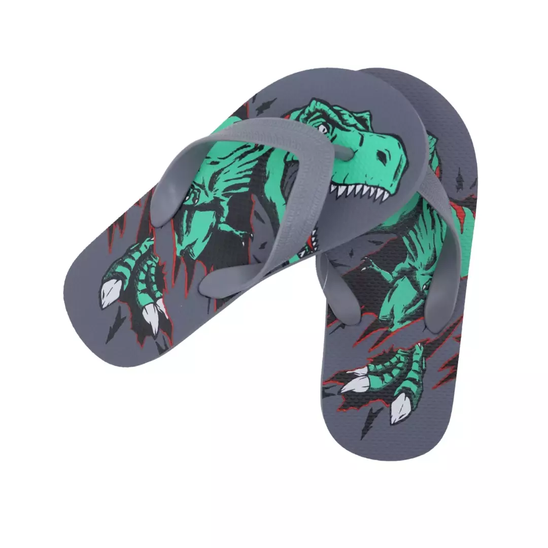 Big Boys Dino Flip Flops - Sandal Anak Laki (Abu)