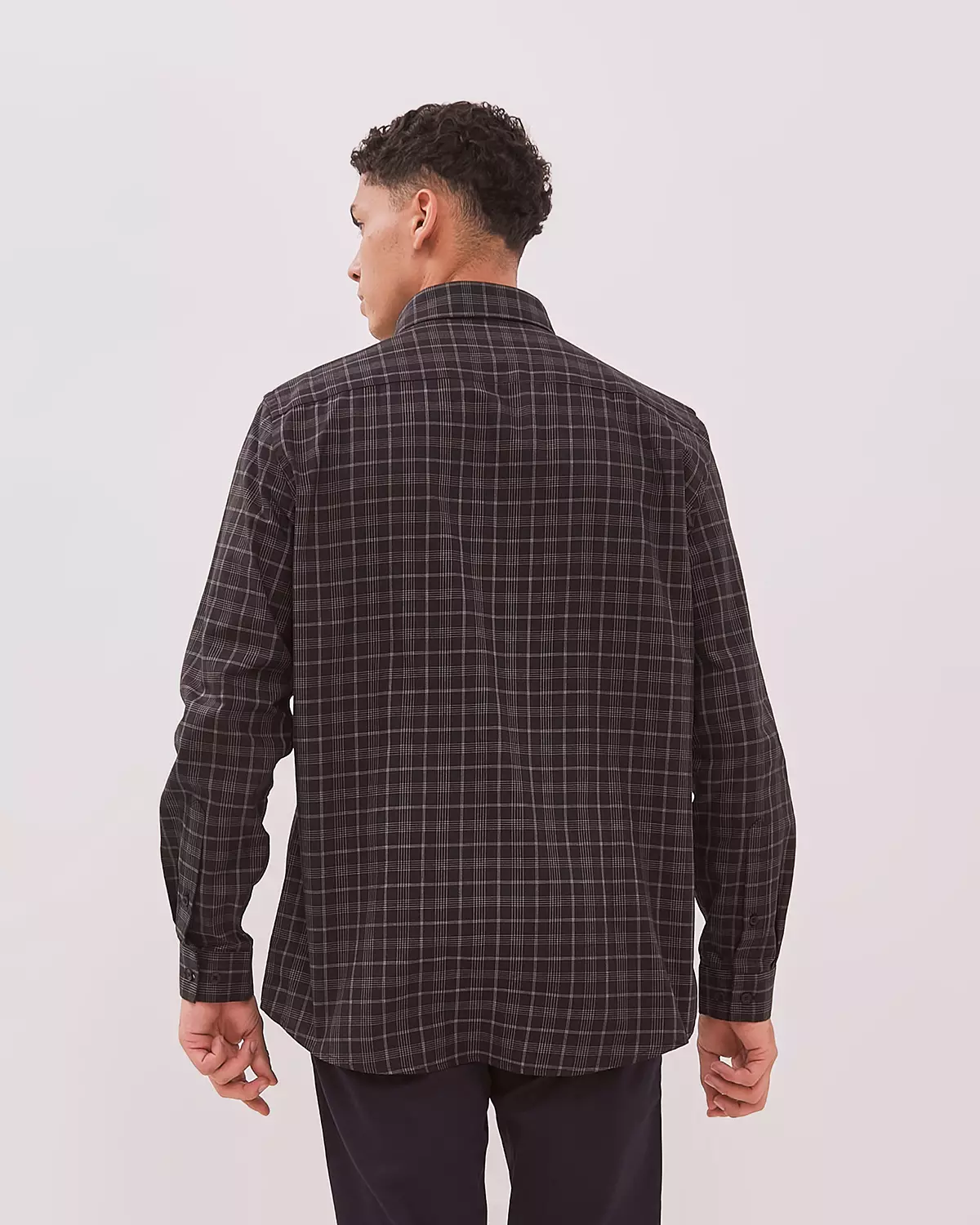 MEN'S BLACK CHECK LONG SLEEVE SHIRT