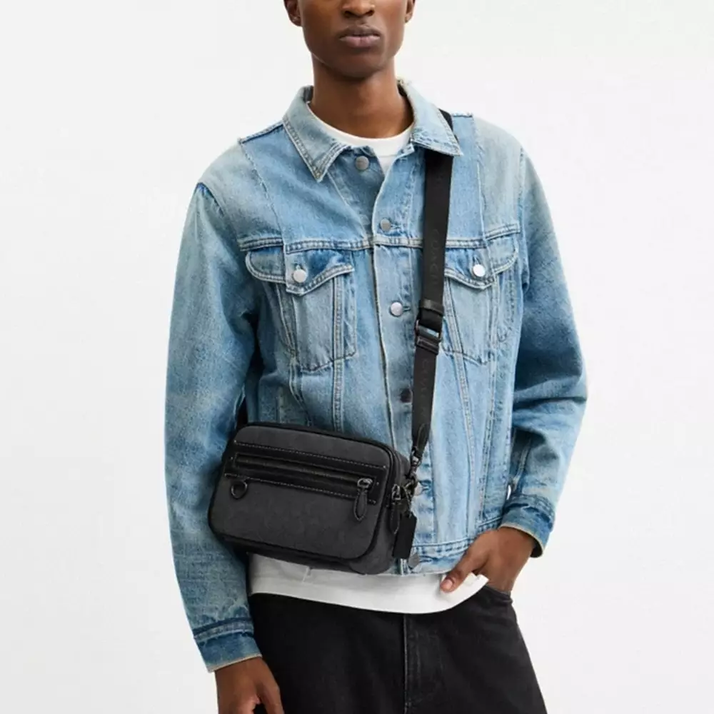 Theo Camera Bag In Signature Jacquard Black