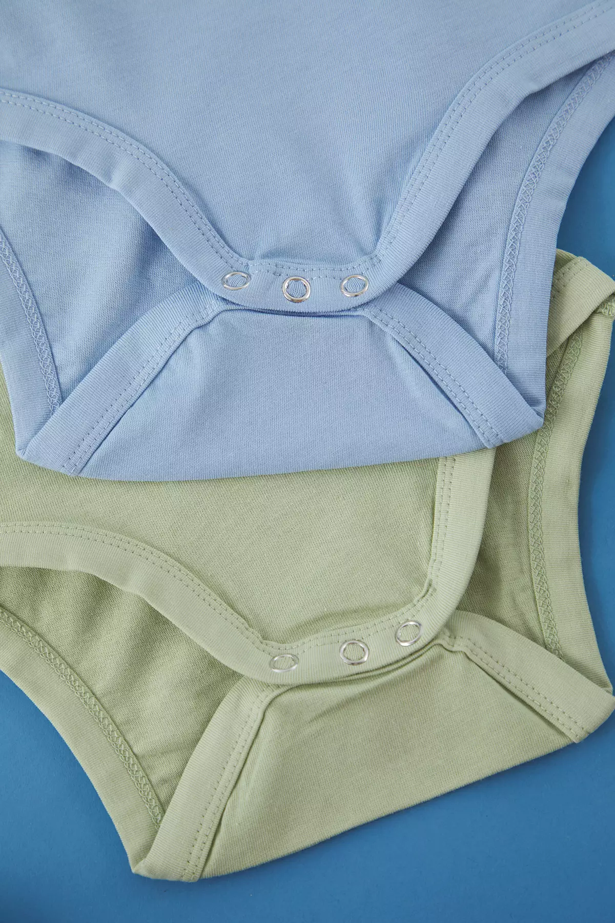 Green-Blue 2-Piece Boy's 100% Cotton Basic Snap Fastener Bodysuit & Bodysuit Tkdss25Zo00012