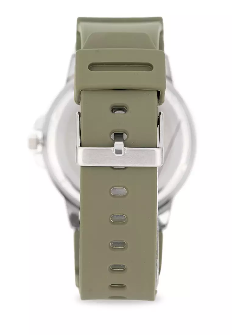 Analog Watch 20122530-Grn Strap-Black Dial