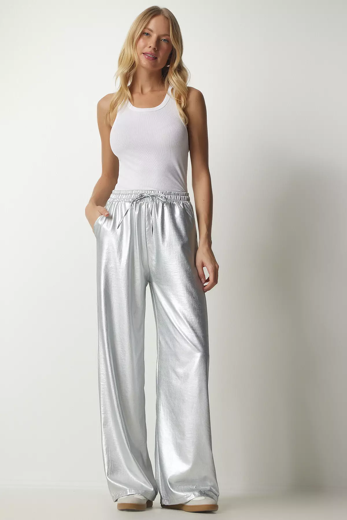 metallic palazzo pants