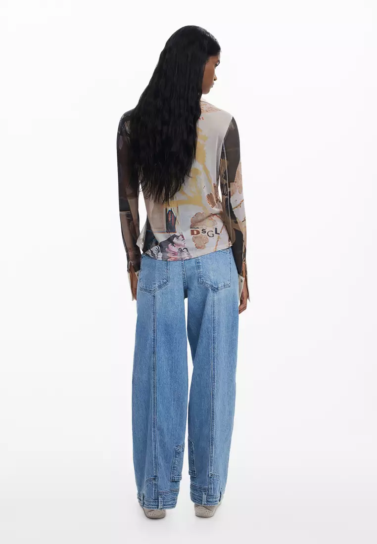 Chiffon cuff T-shirt