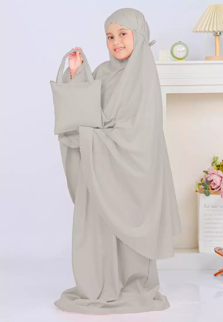 Zelena - Mukena Basic Sabira Lasercut 2in1 Prayer Set - Paud