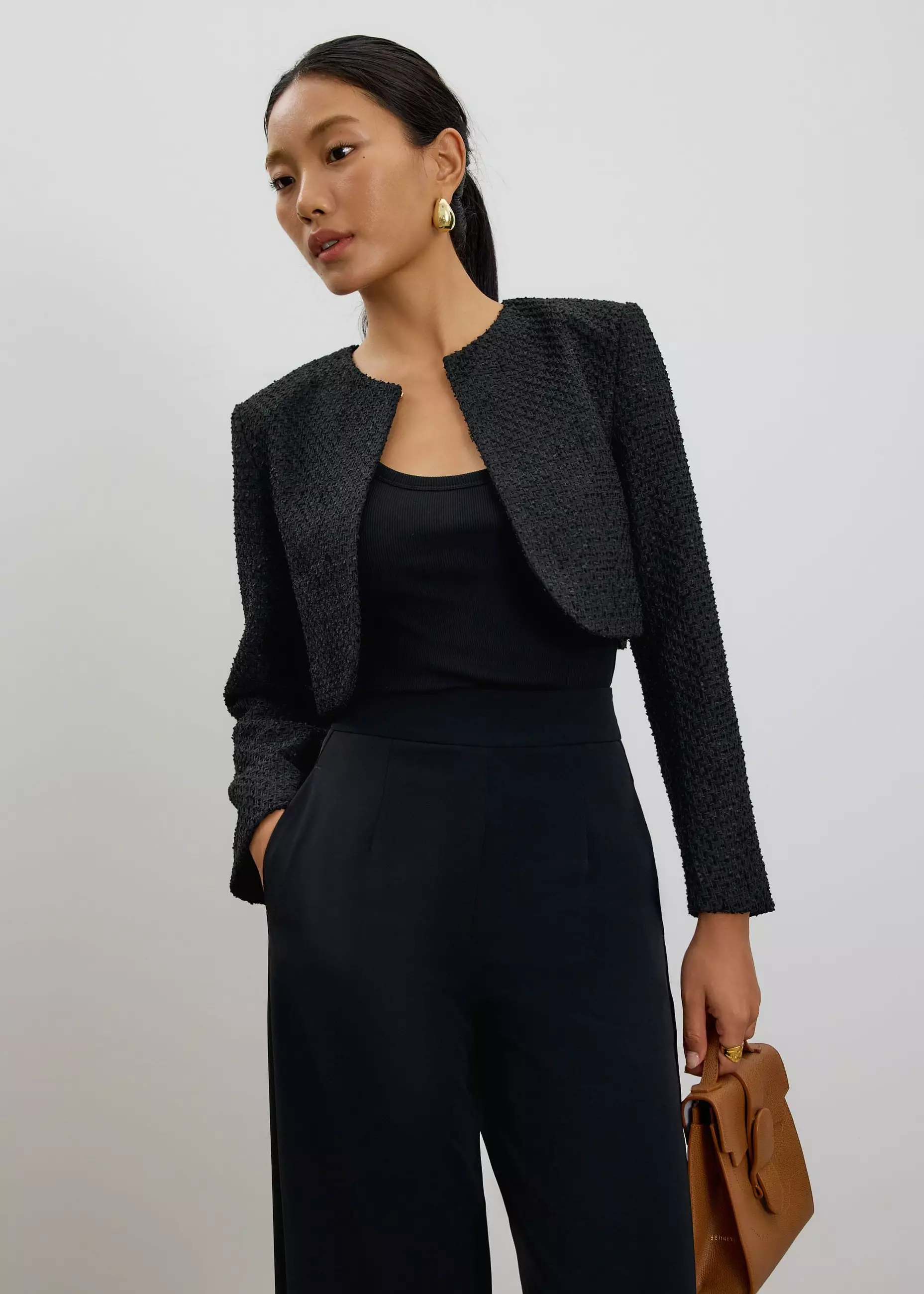 Jaket Wanita - RuchedReady® Fumiko Ribbon Tweed Crop Jacket