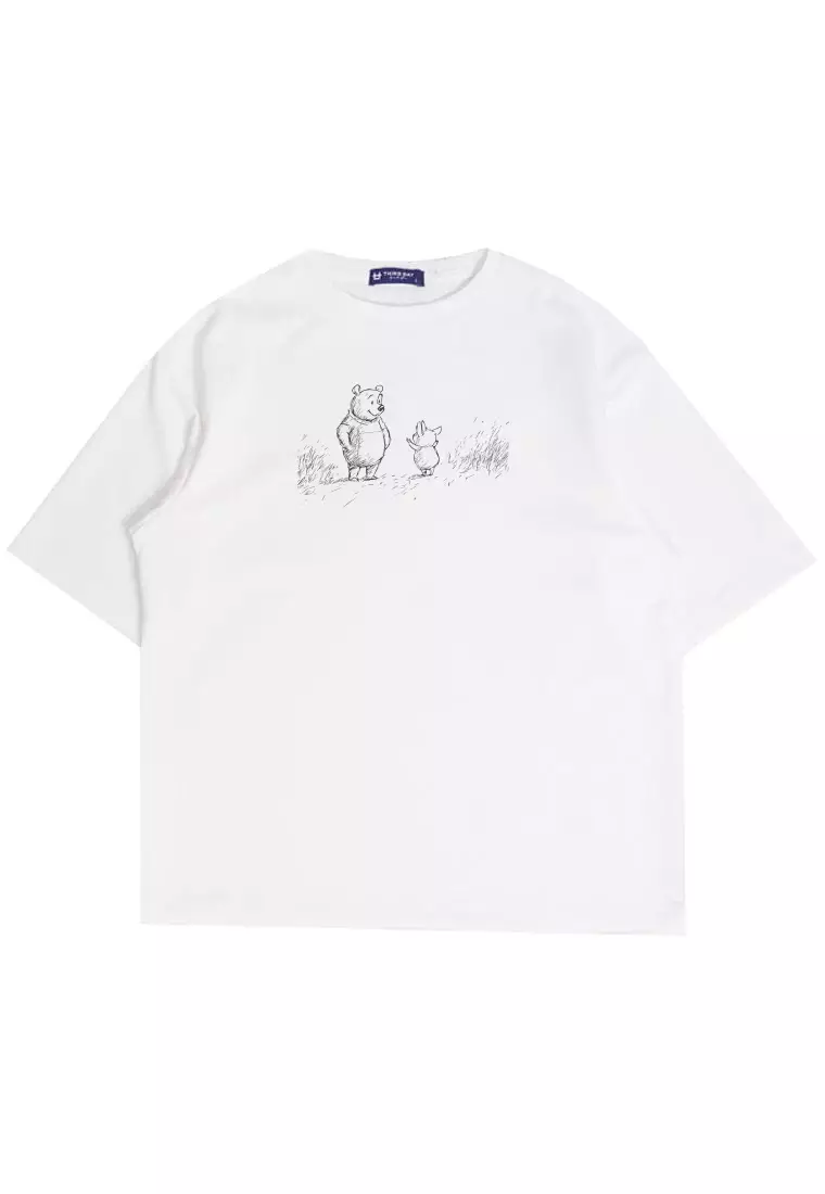 MTU54 Kaos Oversize Scuba Putih Gambar Pooh Bear Vintage Storybook 1926 putih