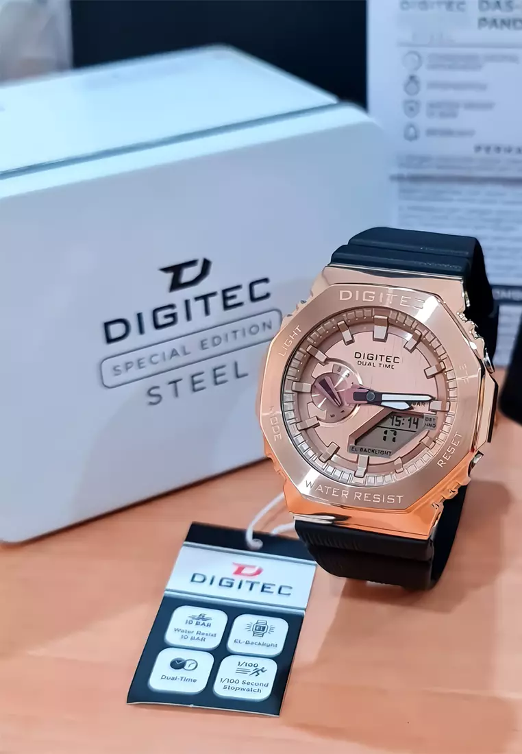 Digitec Special Edition Stainless Steel - Rosegold - Black Resin Strap DAS-2119T