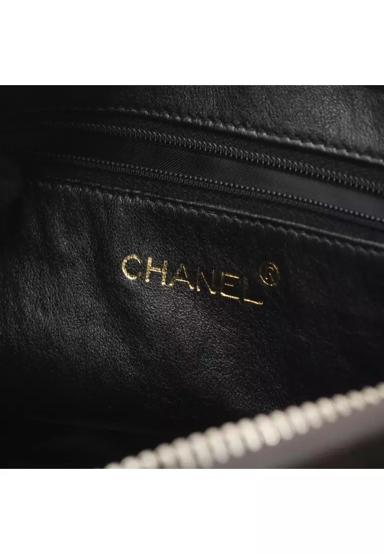 Pre-Loved Chanel coco mark Shoulder bag chain shoulder bag lambskin black gold hardware fringe