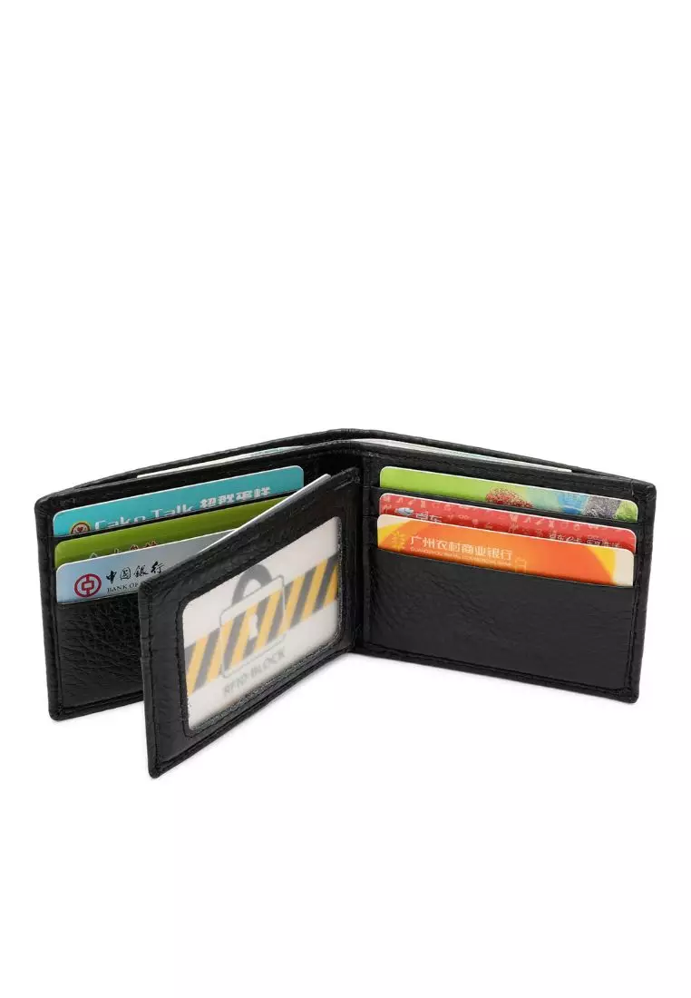 Men's RFID Bi Fold Genuine Leather Center FlapShort  Wallet
