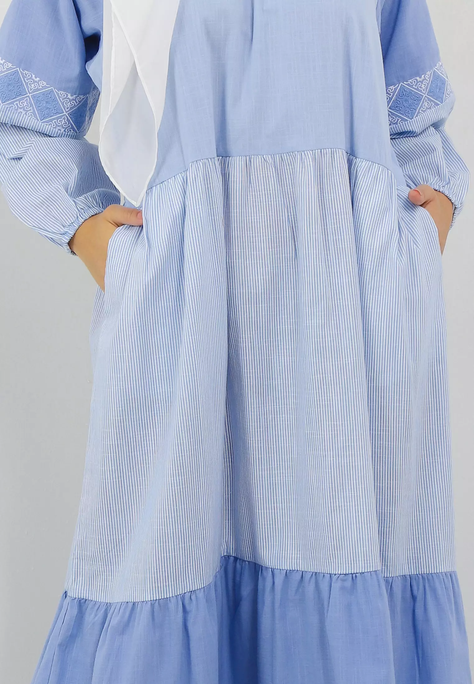 MFMW Alix Dress Gamis Biru Motif Salur