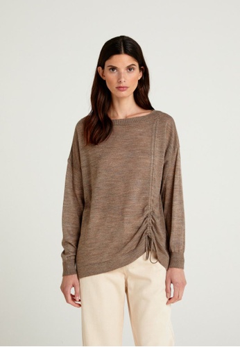 Sisley brown Sweater with drawstring 6DEF9AADAF1C3EGS_1
