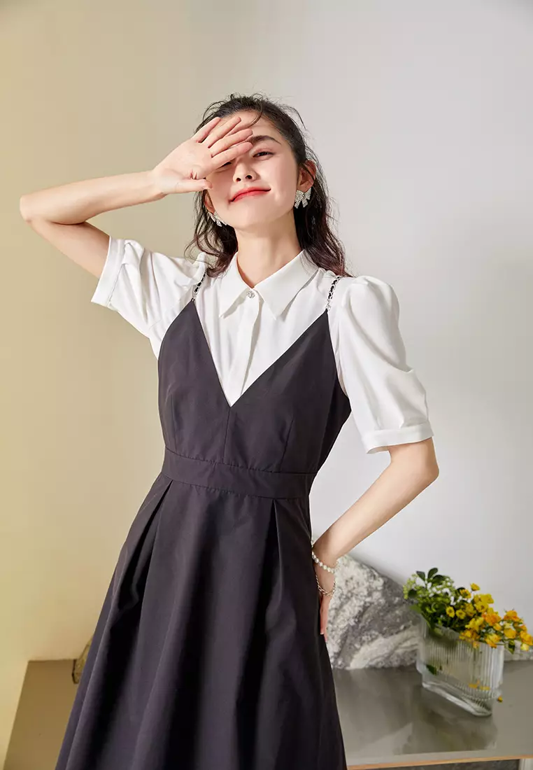 V-Neck Spaghetti Strap Midi Dress