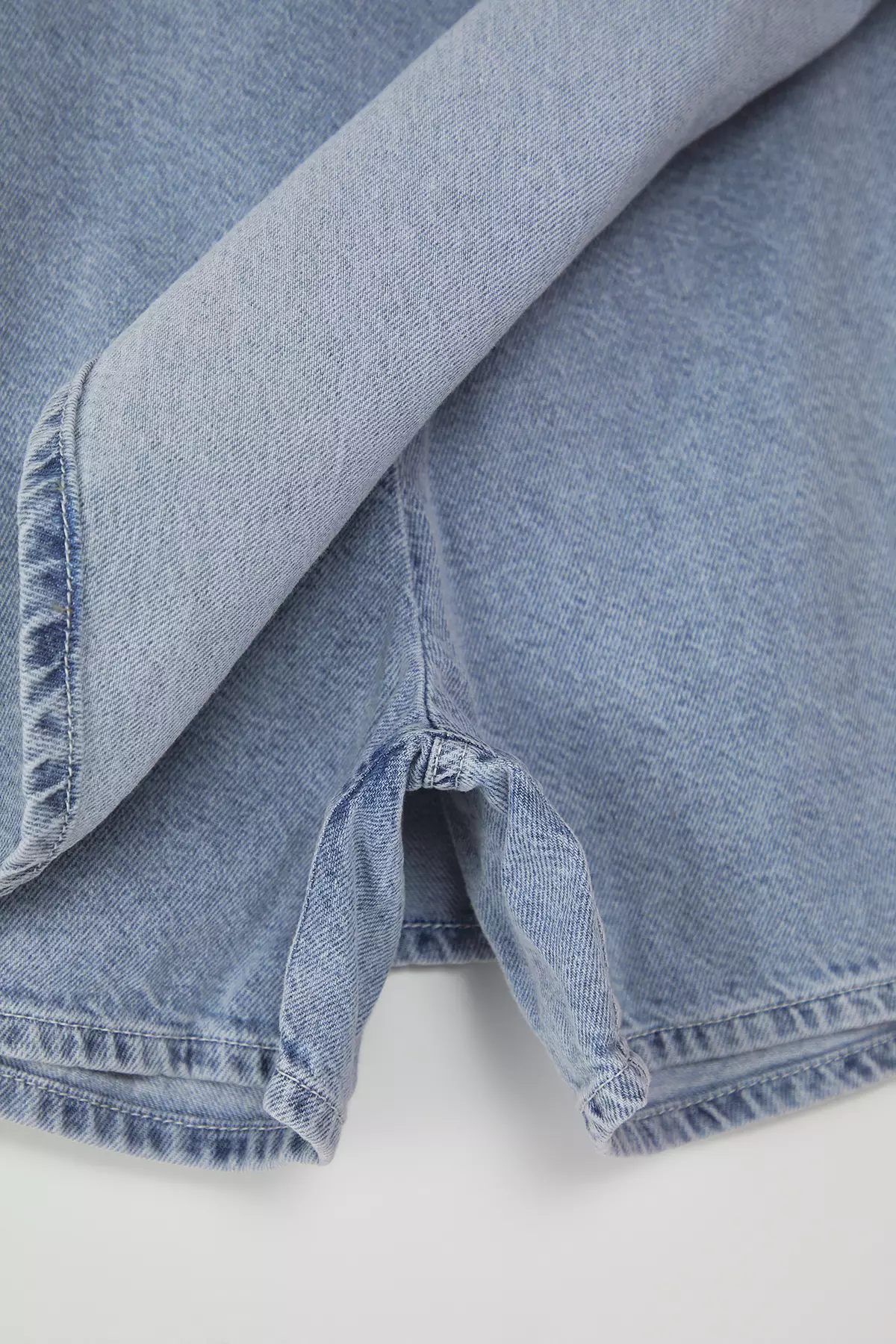 Blue Double Breasted Tie Detail High Waist Denim Shorts Skirt TWOSS25SR00111