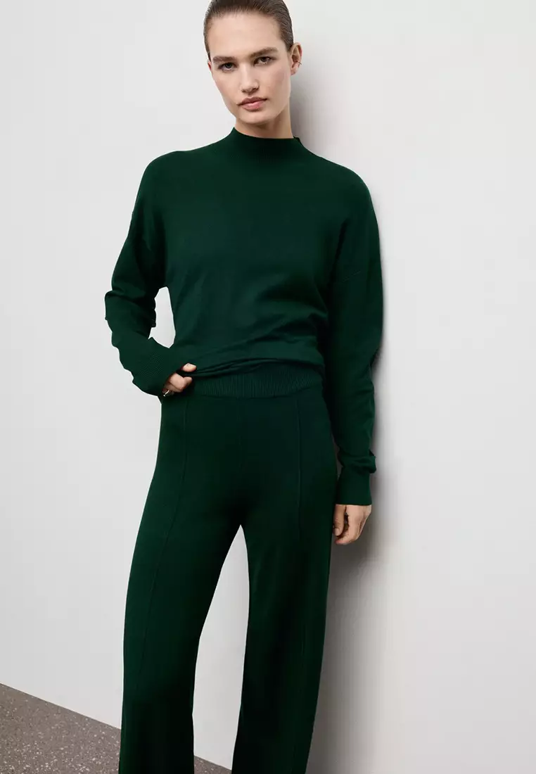 Knitted Trousers with Stitching Detail
