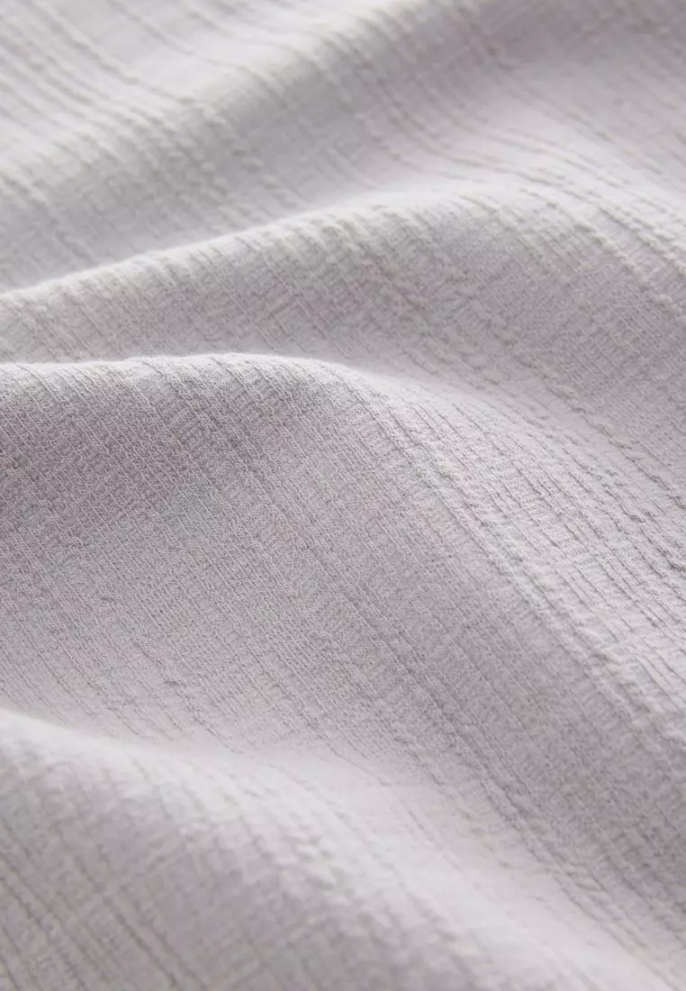 Crepe Textured Button Neck Polo Shirt