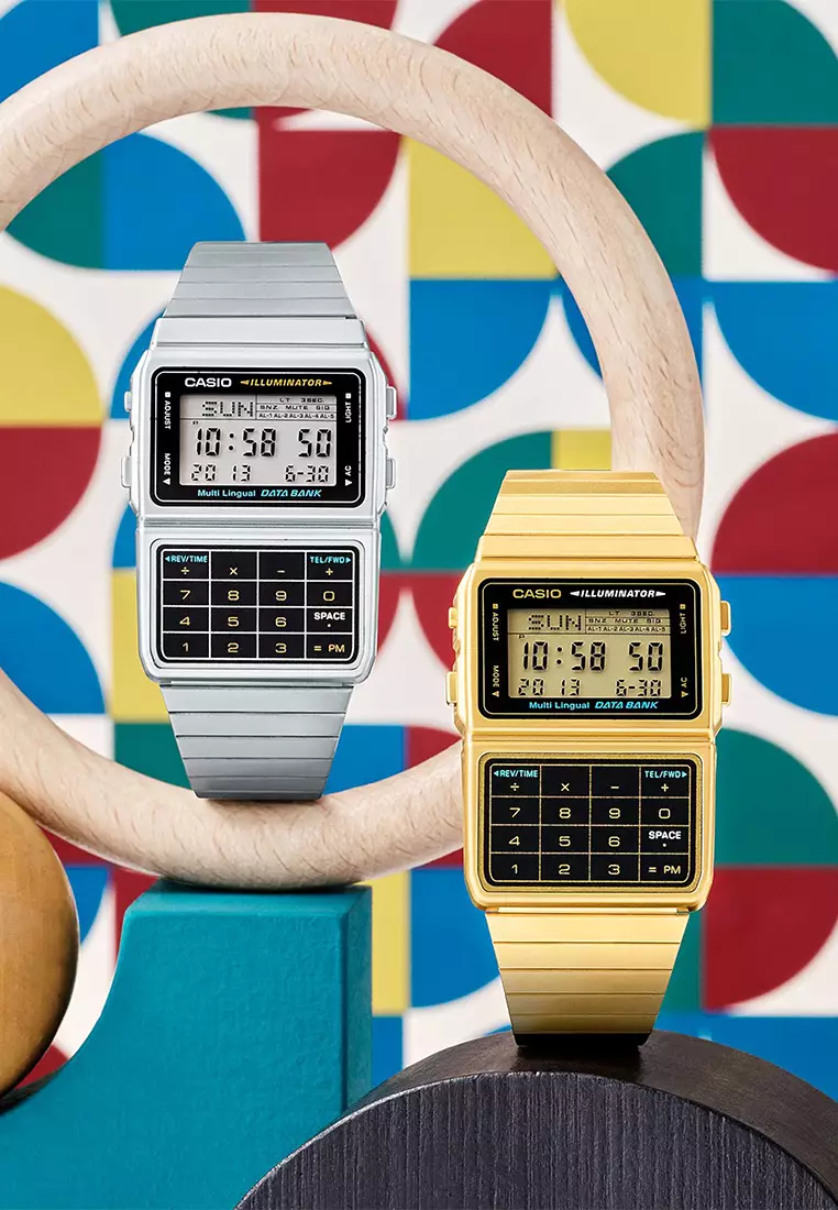 Casio Data Bank - Jam Tangan Digital - Gold - Stainless Steel - DBC-611G-1D