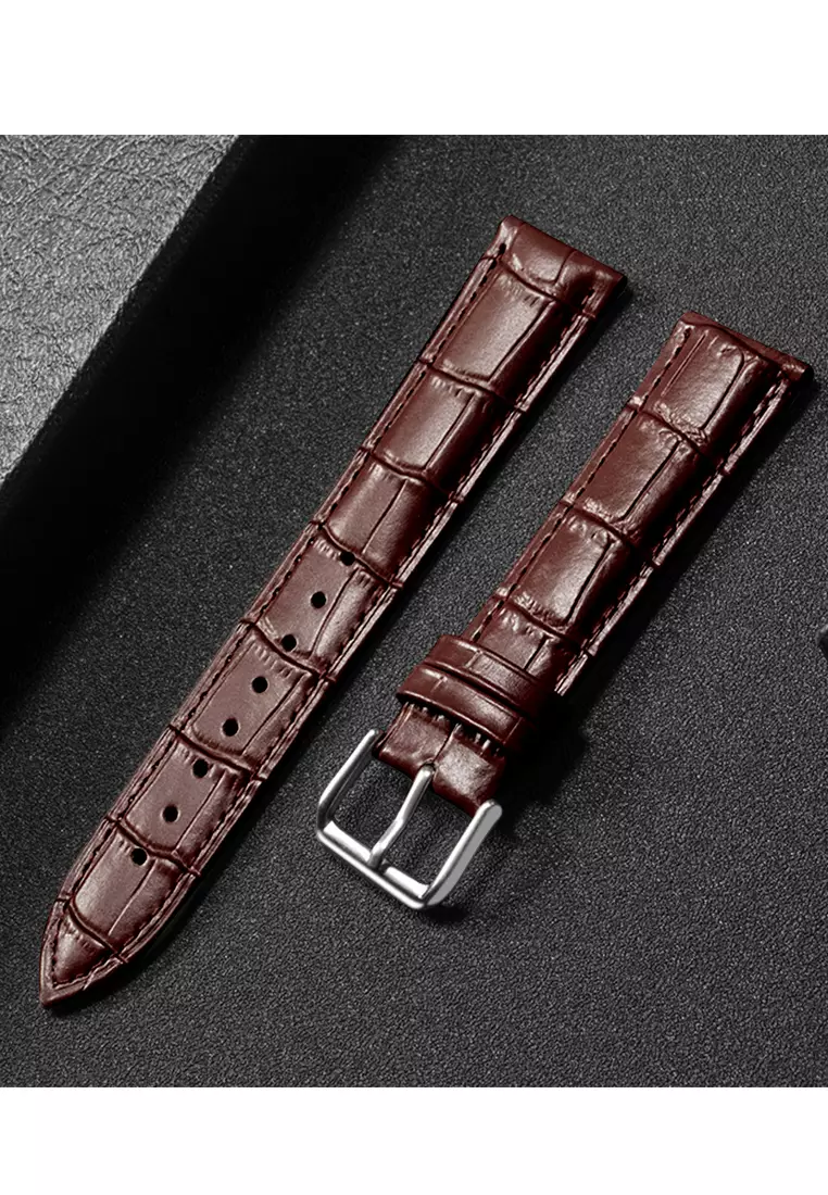 Tali Jam  Watch Cokelat Strap Tali Kulit Wanita Buram Leather Strap 16mm Jam Tangan Kulit