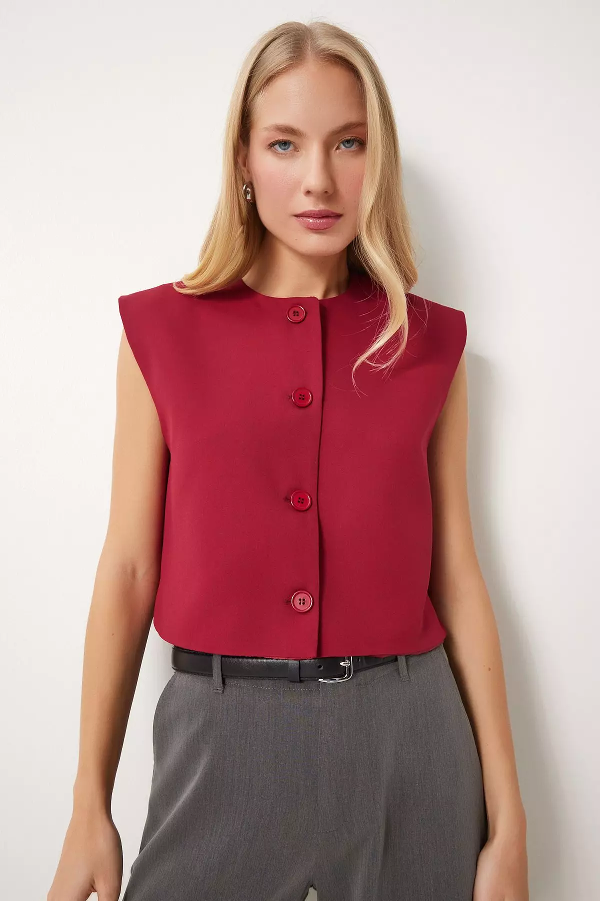 Buttoned Sleeveless Vest