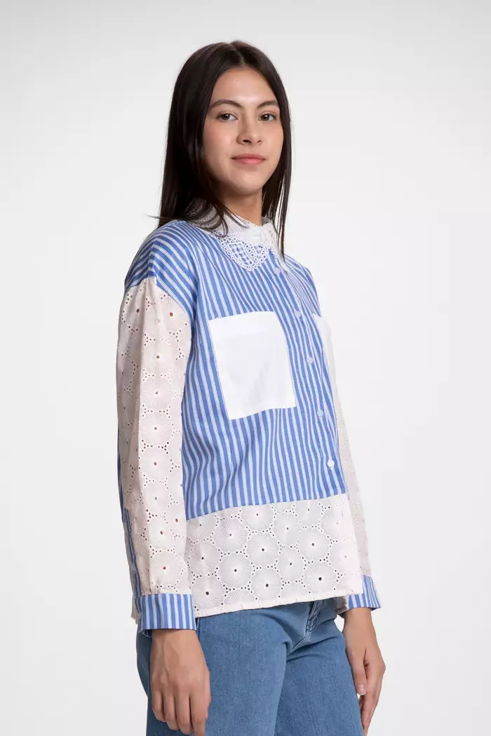 COTTONINK - Atasan Kemeja Wanita Navy stripe maelys #ResortCollection