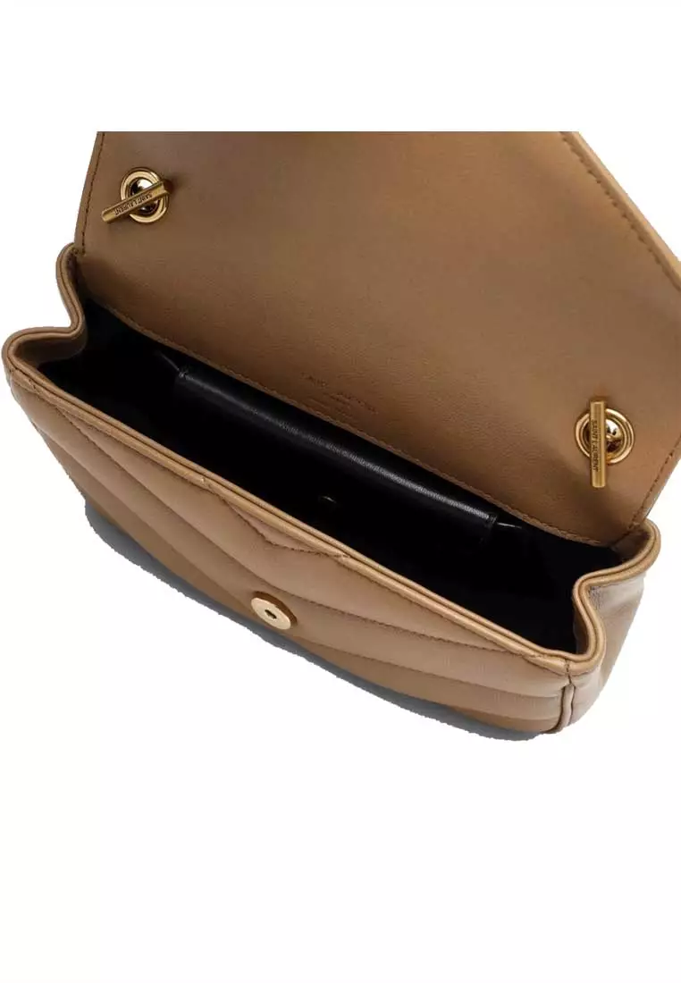 YSL Loulou Mini Chain Bag In Quilted Lambskin Beige 821749AAEAX