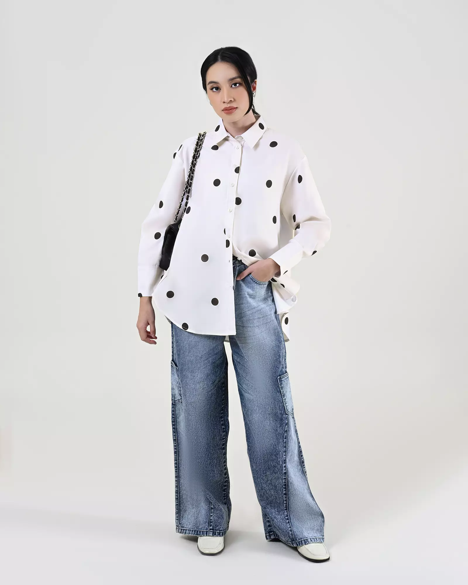 Geulis.id PIPER SHIRT - Polkadotbrokenwhite