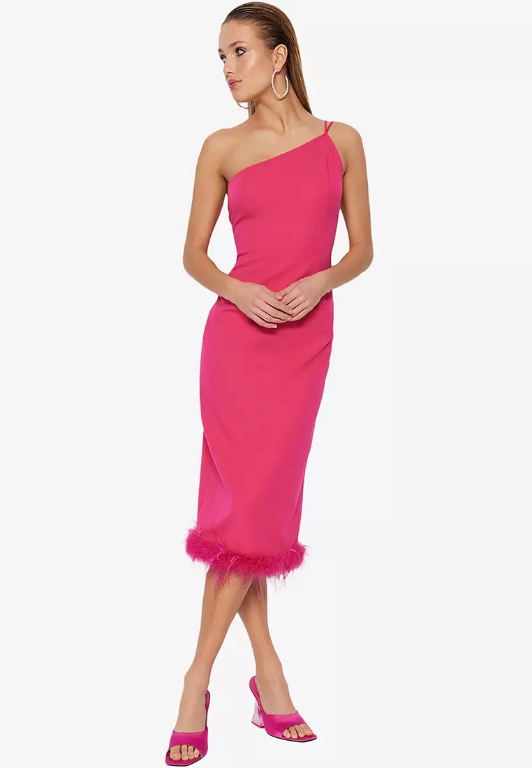 Buy Trendyol Fur Fringe Detail Pencil Dress Online ZALORA Malaysia