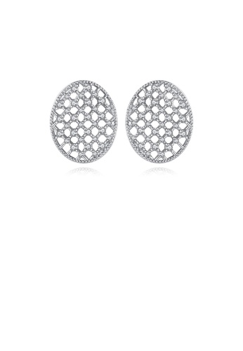 Glamorousky white Simple Temperament Geometric Hollow Oval Stud Earrings with Cubic Zirconia 6DB8CAC3CF613BGS_1